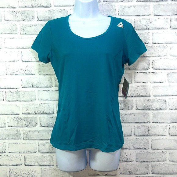 Reebok Dynamic Harbor Blue Slim Fit Scoop Neck Moisture Control Top Small NWT - Picture 1 of 9